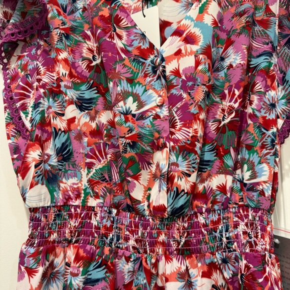 Collective Concepts Nordstrom Floral Tropical Flutter Short Sleeve Dress - Picture 2 of 9